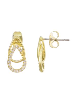 Adornia 14k Gold Plated Overlap CZ Teardop Earrings