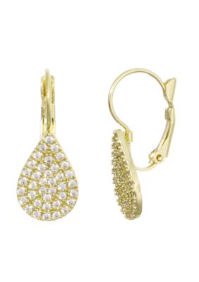 Adornia 14k Gold Plated CZ Pave Pear Drops with French Earring Backs
