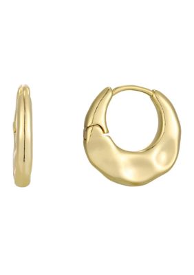 Adornia 14k Gold Plated Hammered Purse Hoop Earrings