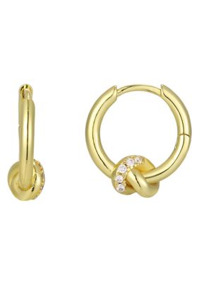 Adornia 14k Gold Plated CZ Knot Invisble Hoop Earrings