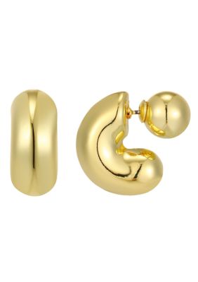 Adornia 14k Gold Plated Chubby Hoop with Magnetic Ball Back Earrings