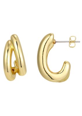 Adornia 14k Gold Plated Double Hoop Earrings