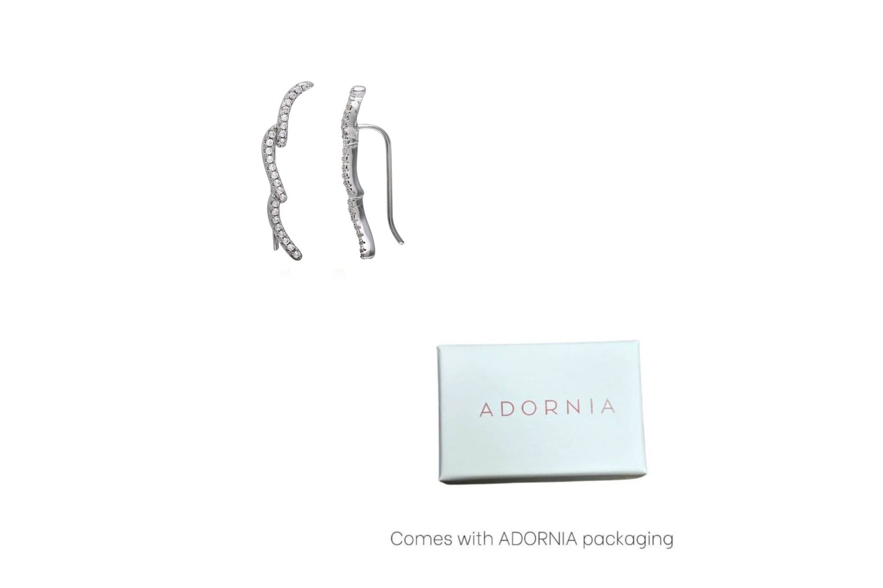 Rhodium Plated Wave Climber Earrings