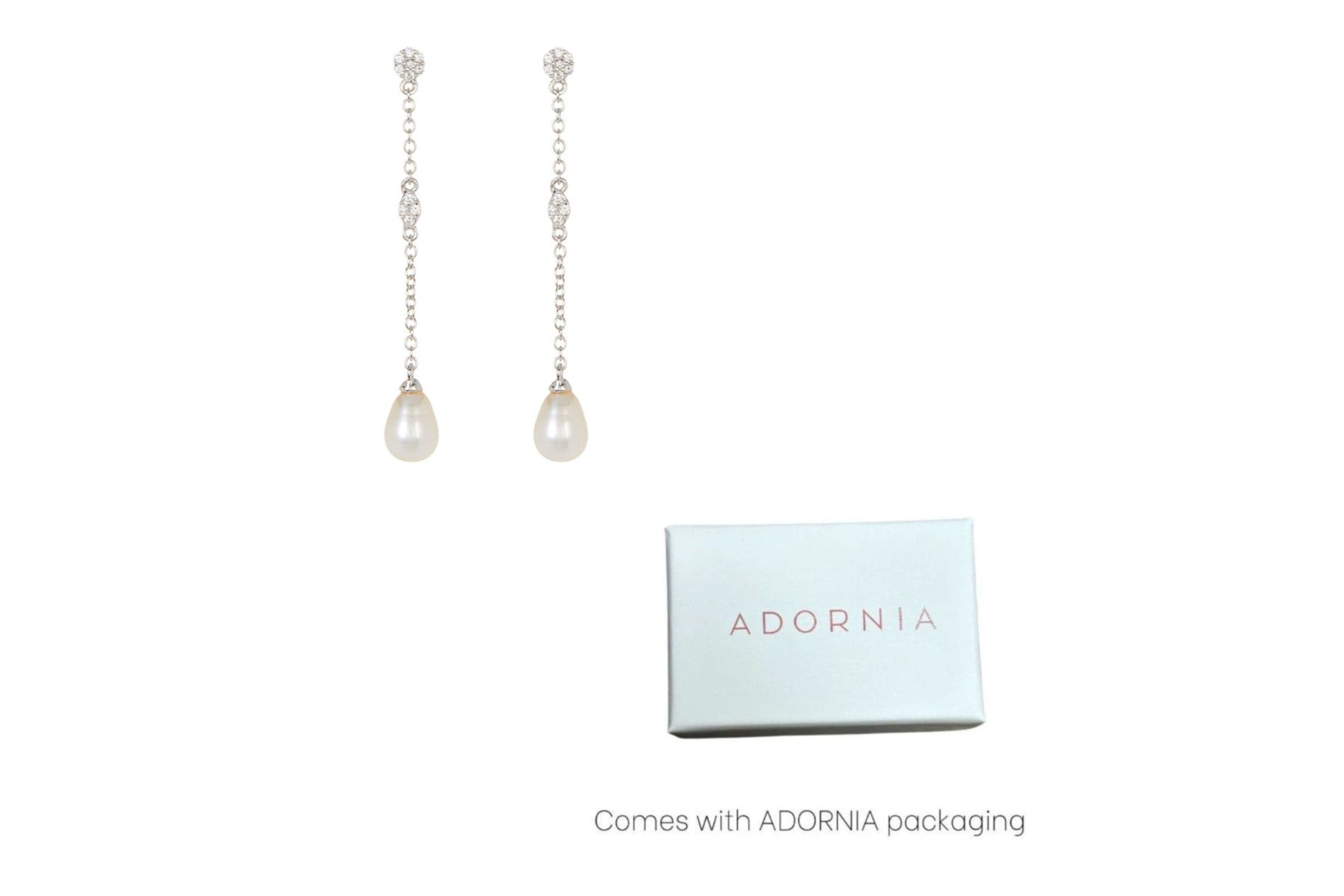 Rhodium Plated Freshwater Pearl Drop Earrings