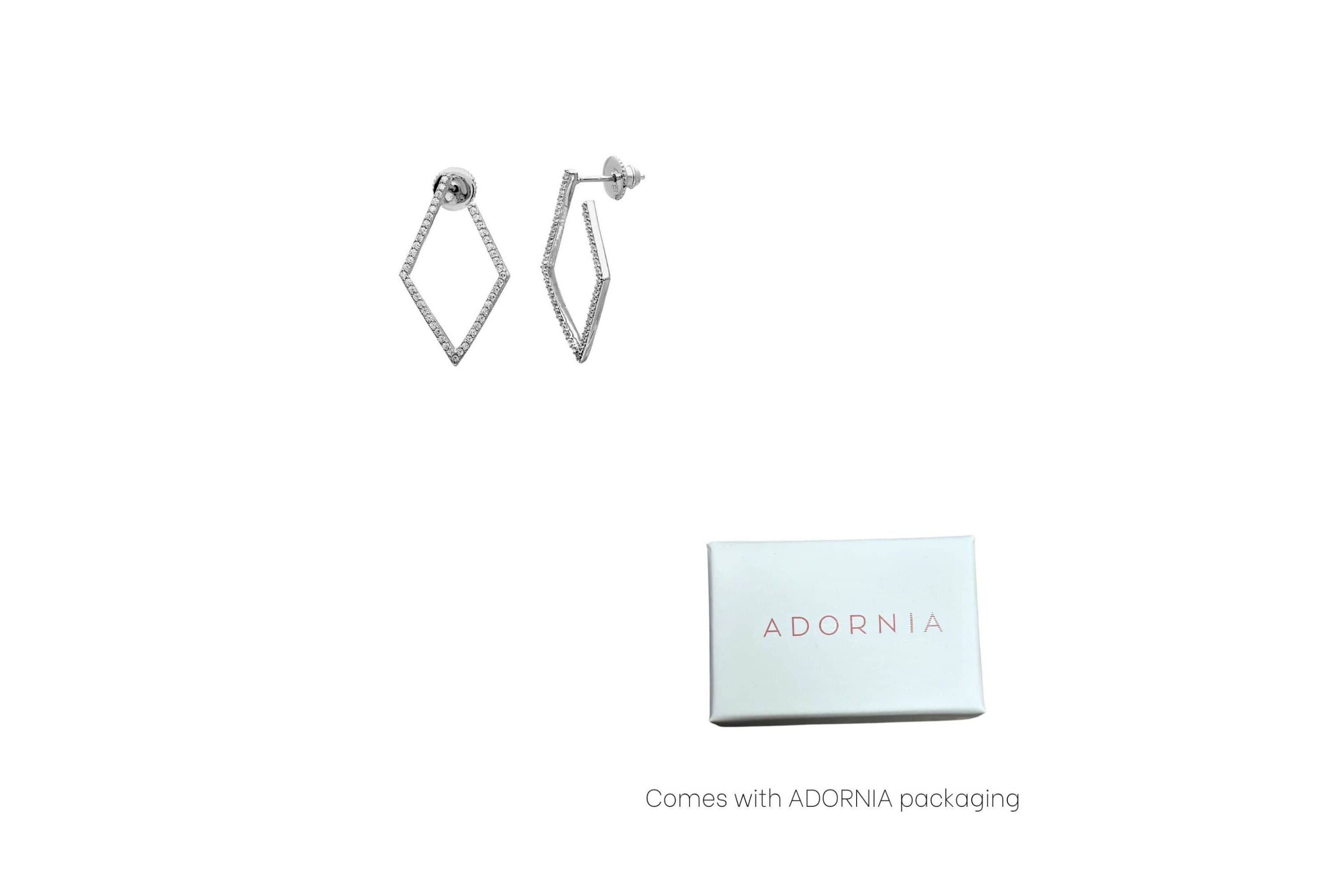 Rhodium Plated Geometric Wrap Around Hoops