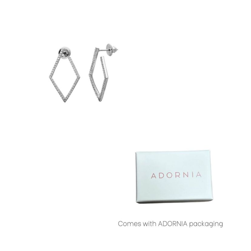 Rhodium Plated Geometric Wrap Around Hoops