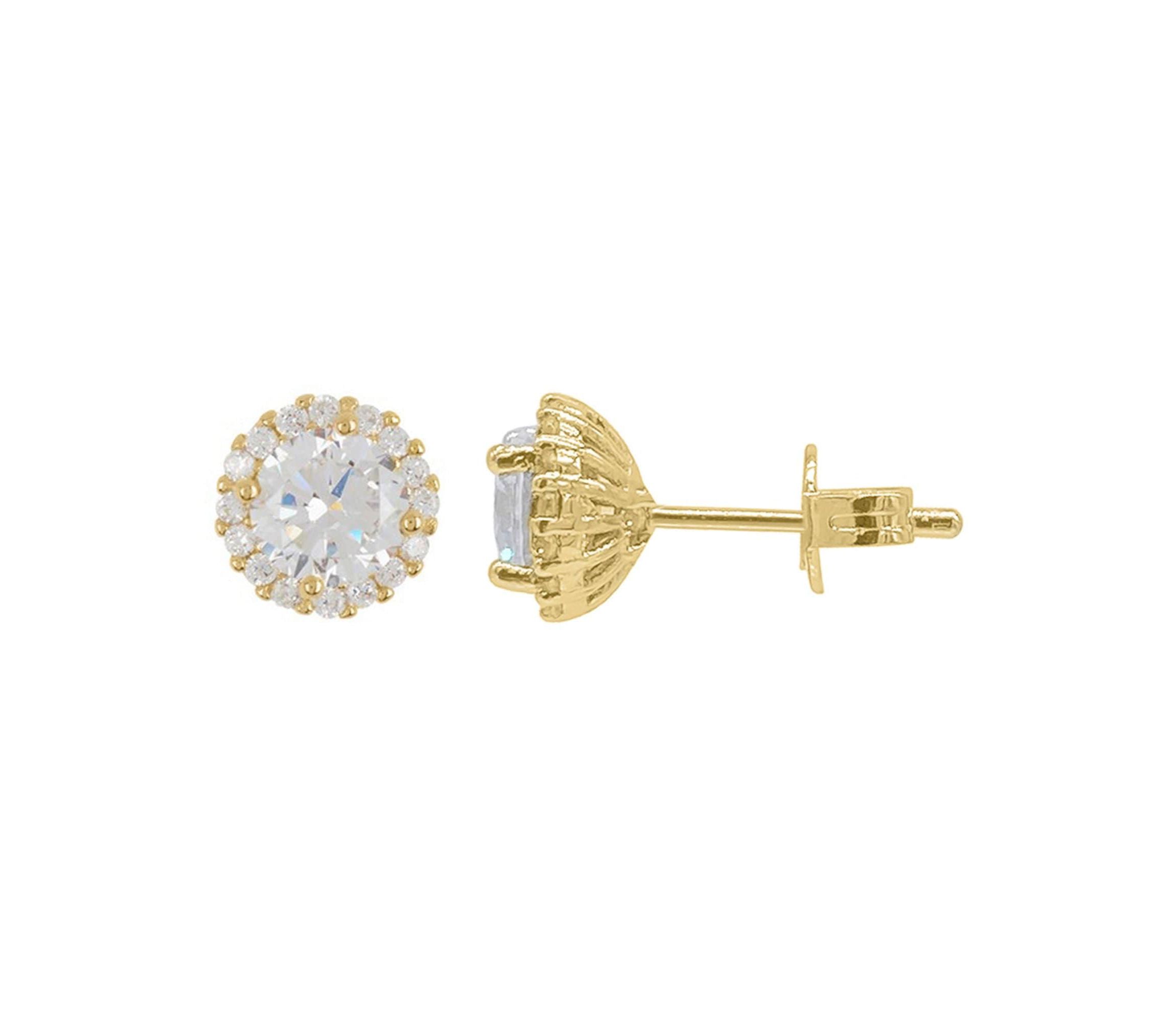 14k Gold Plated Crystal Halo Earrings