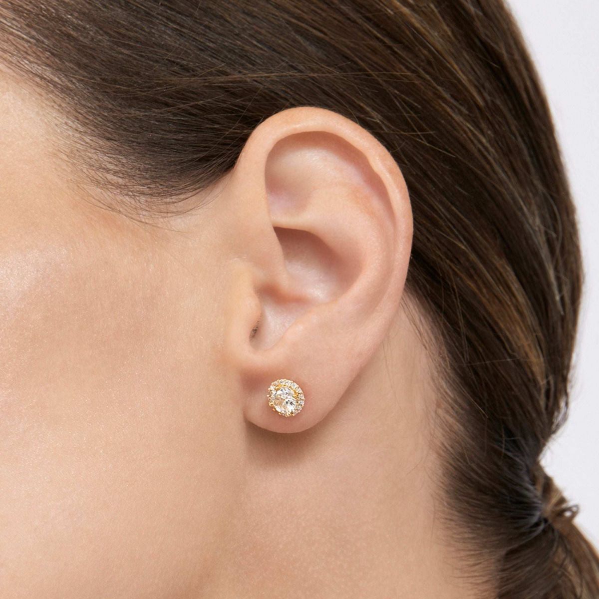 14k Gold Plated Crystal Halo Earrings