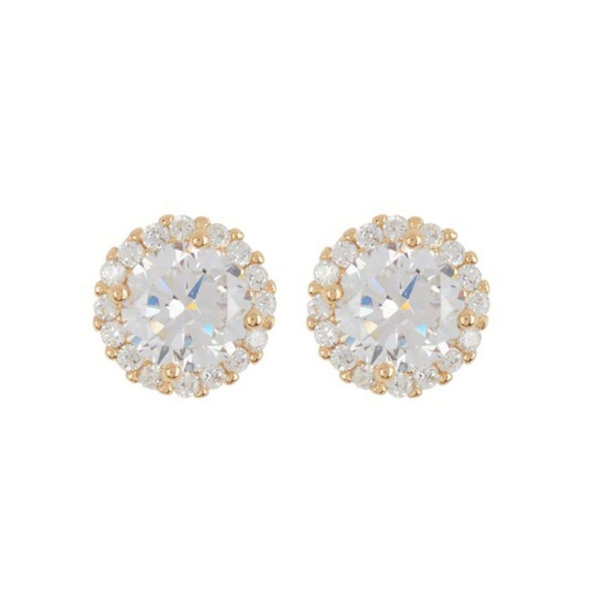 14k Gold Plated Crystal Halo Earrings
