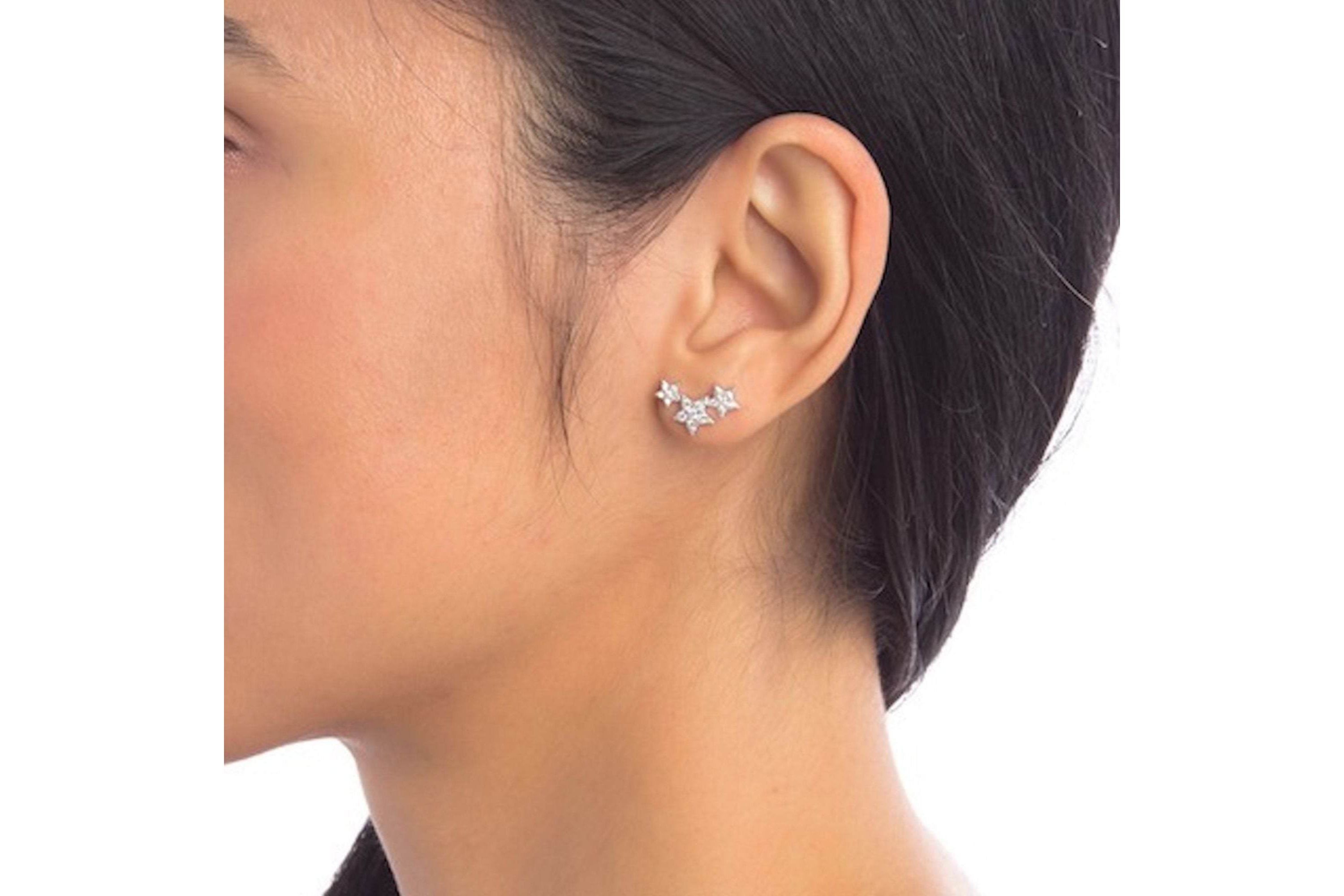 Rhodium Plated Shooting Star Stud Earrings