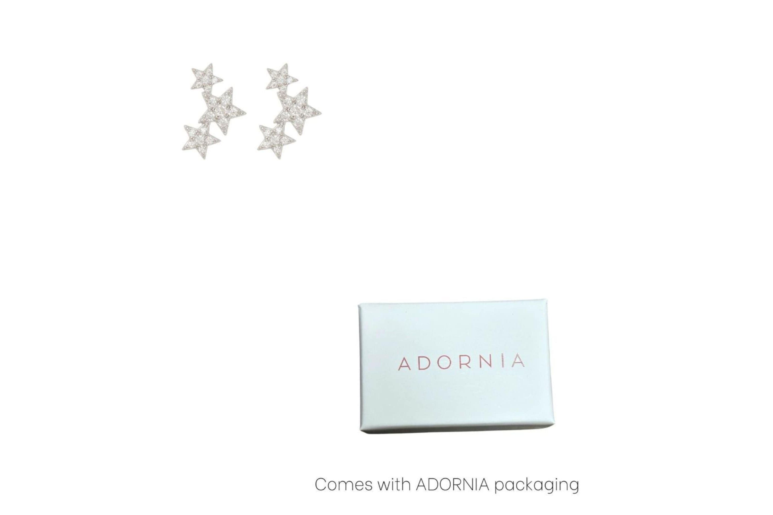 Rhodium Plated Shooting Star Stud Earrings