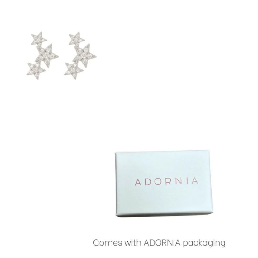 Rhodium Plated Shooting Star Stud Earrings