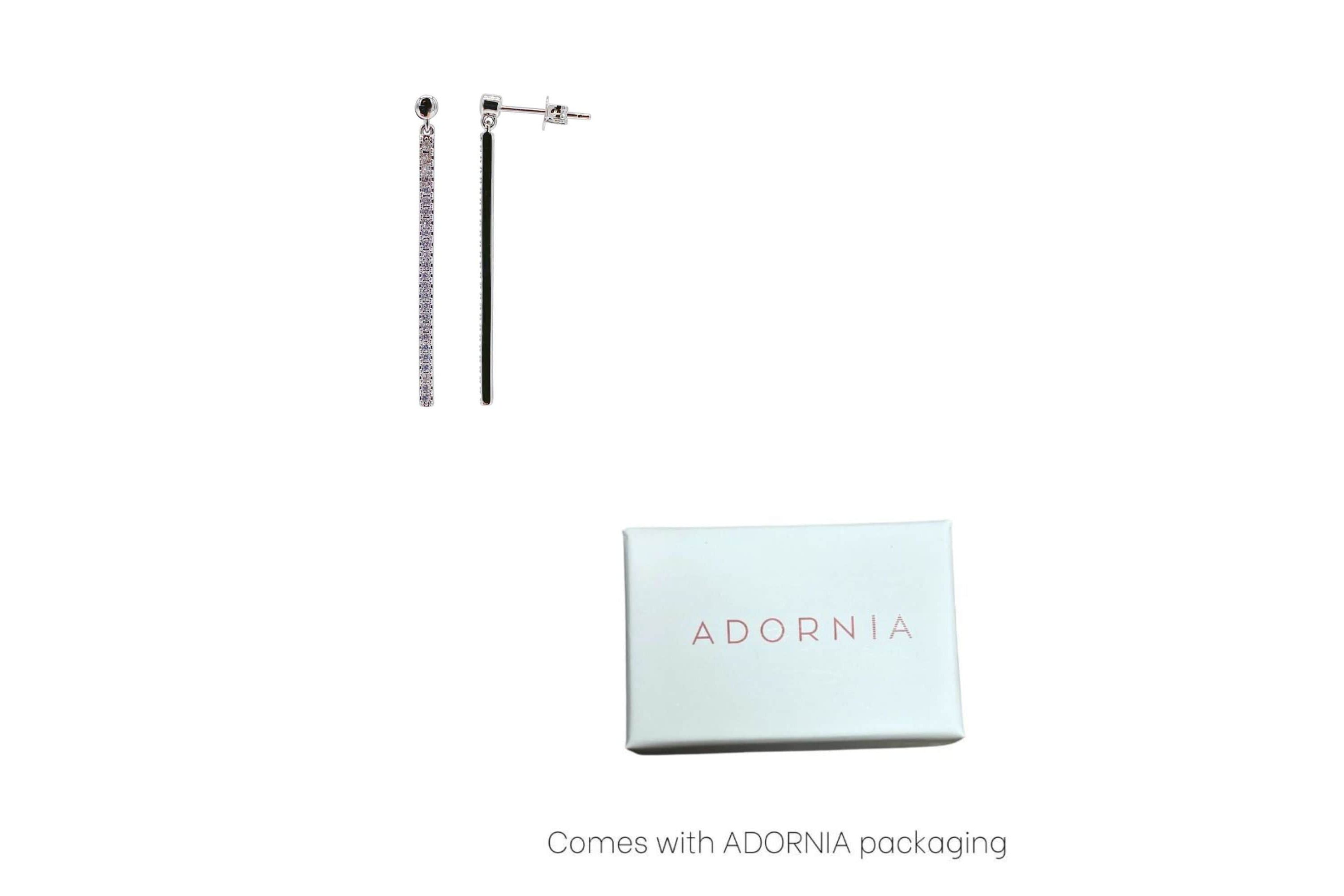 Rhodium Plated Crystal Linear Drop Earrings