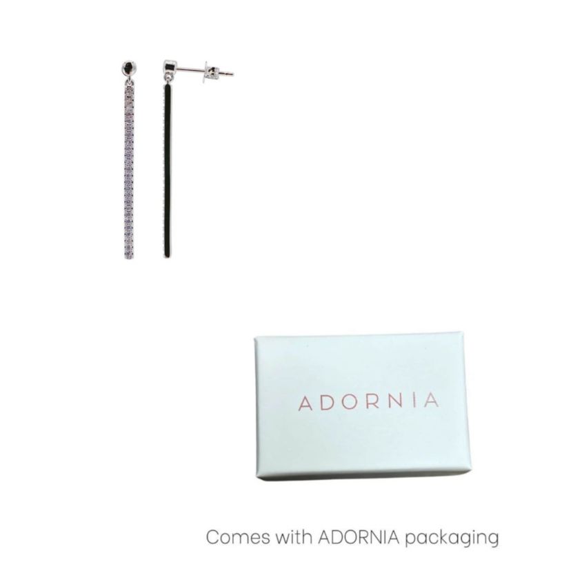 Rhodium Plated Crystal Linear Drop Earrings