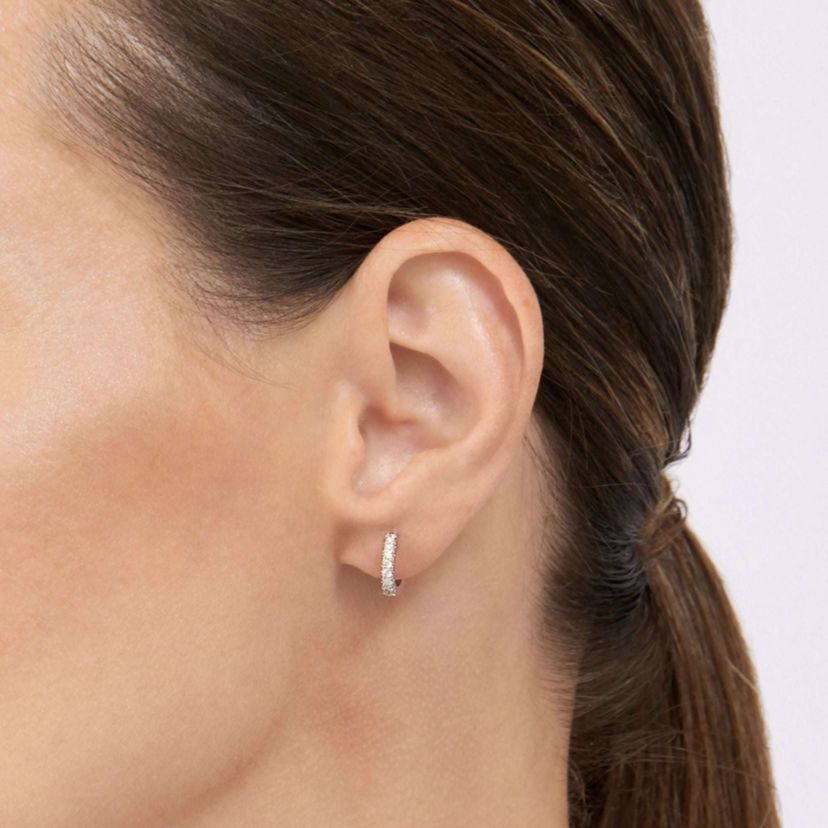 Rhodium Plated Mini Huggie Hoop Earrings