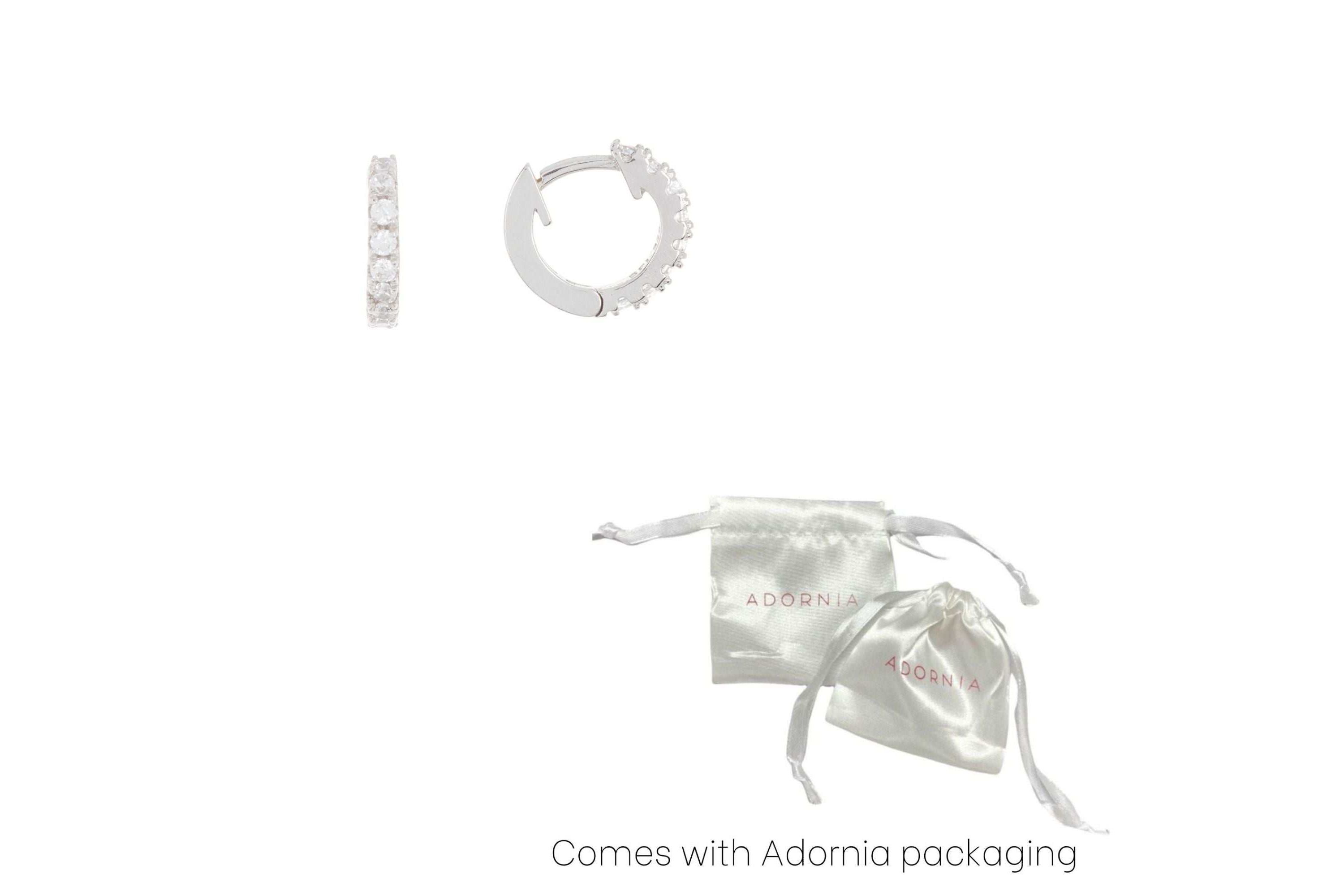 Rhodium Plated Mini Huggie Hoop Earrings