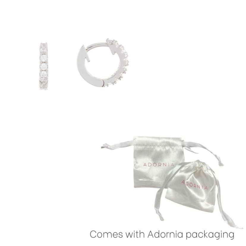 Rhodium Plated Mini Huggie Hoop Earrings