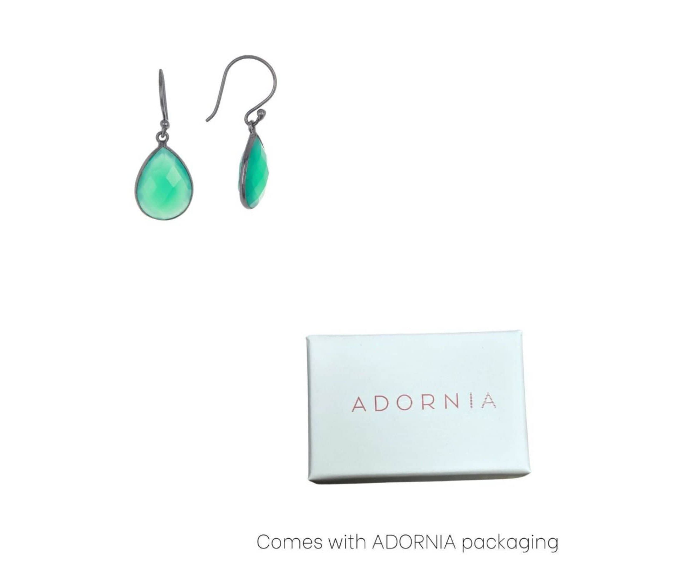 Pear Drop Green Onyx Earrings
