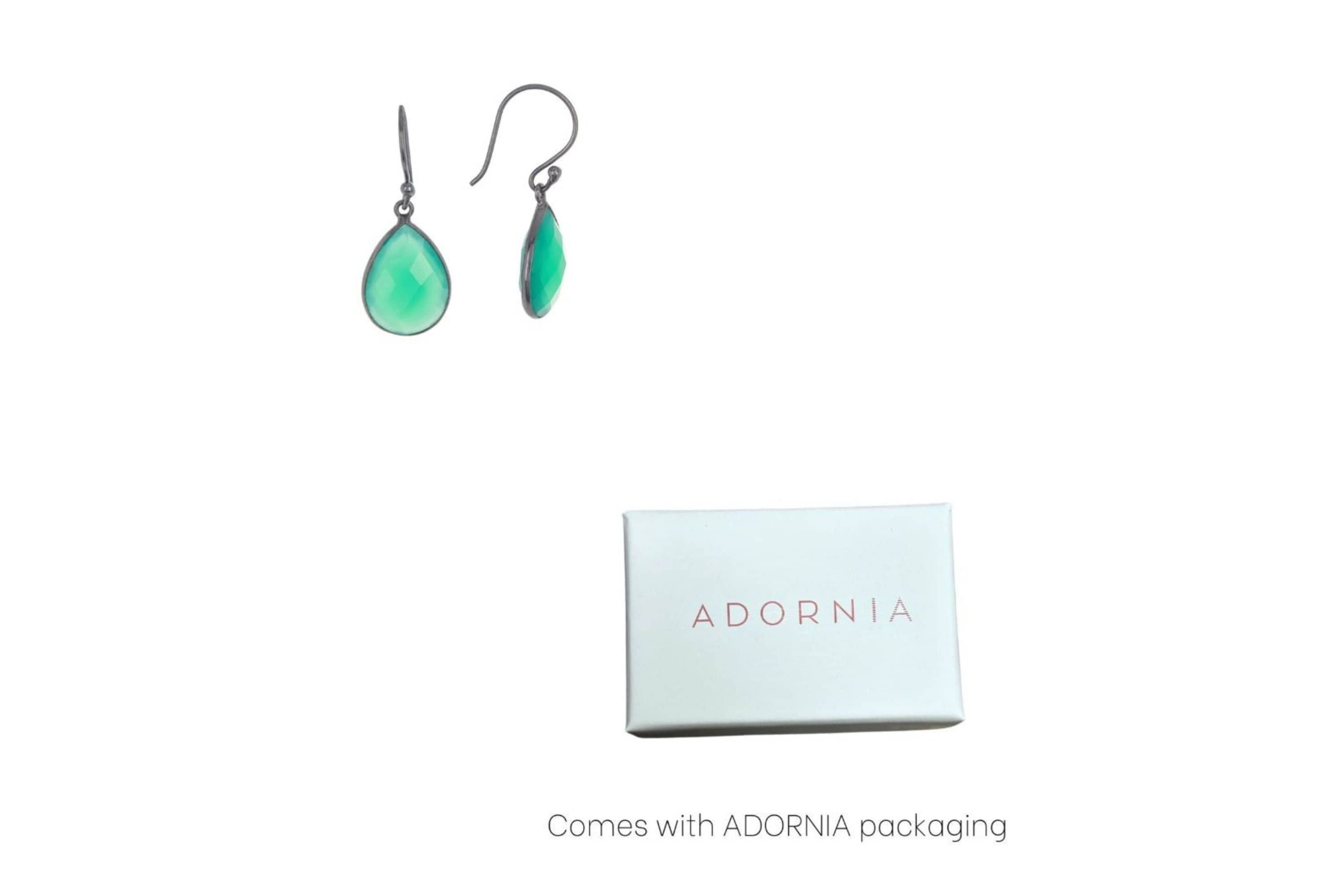 Pear Drop Green Onyx Earrings