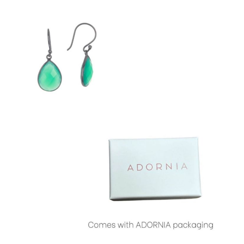 Pear Drop Green Onyx Earrings