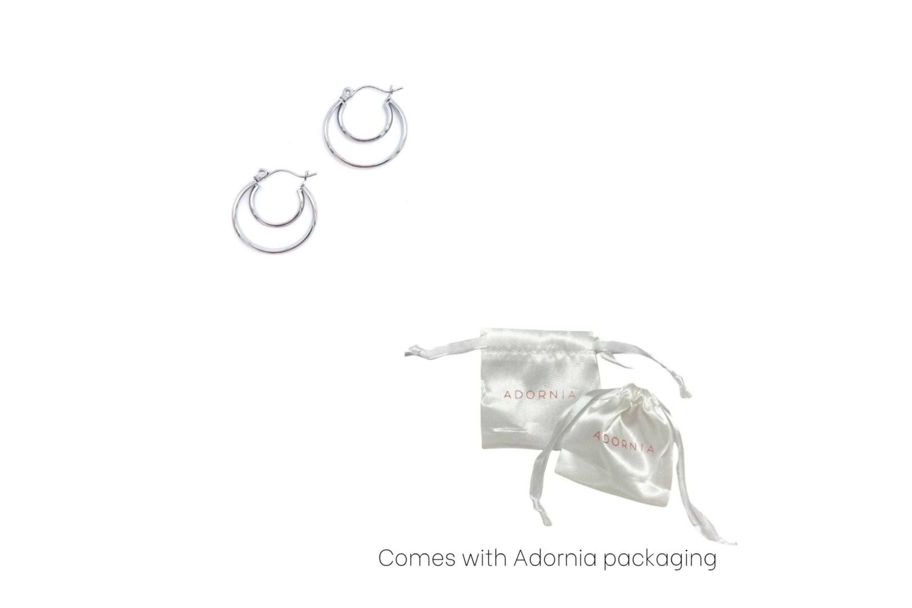 Rhodium Plated Crescent Midi Hoops
