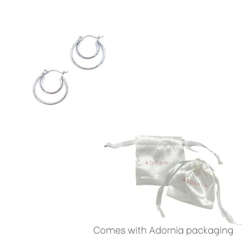 Rhodium Plated Crescent Midi Hoops
