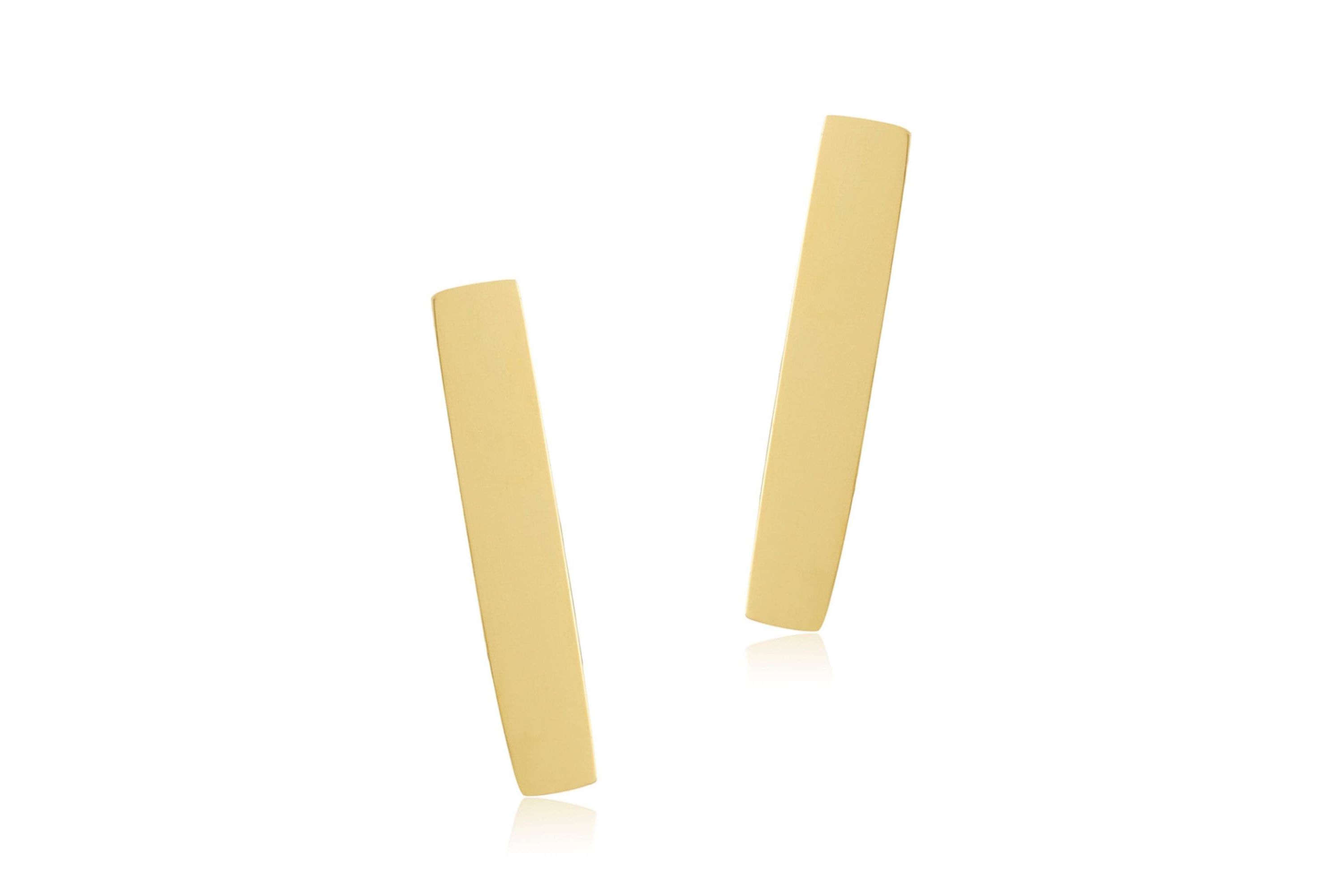 Tarnish Resistant 14k Gold Plated Bar Studs