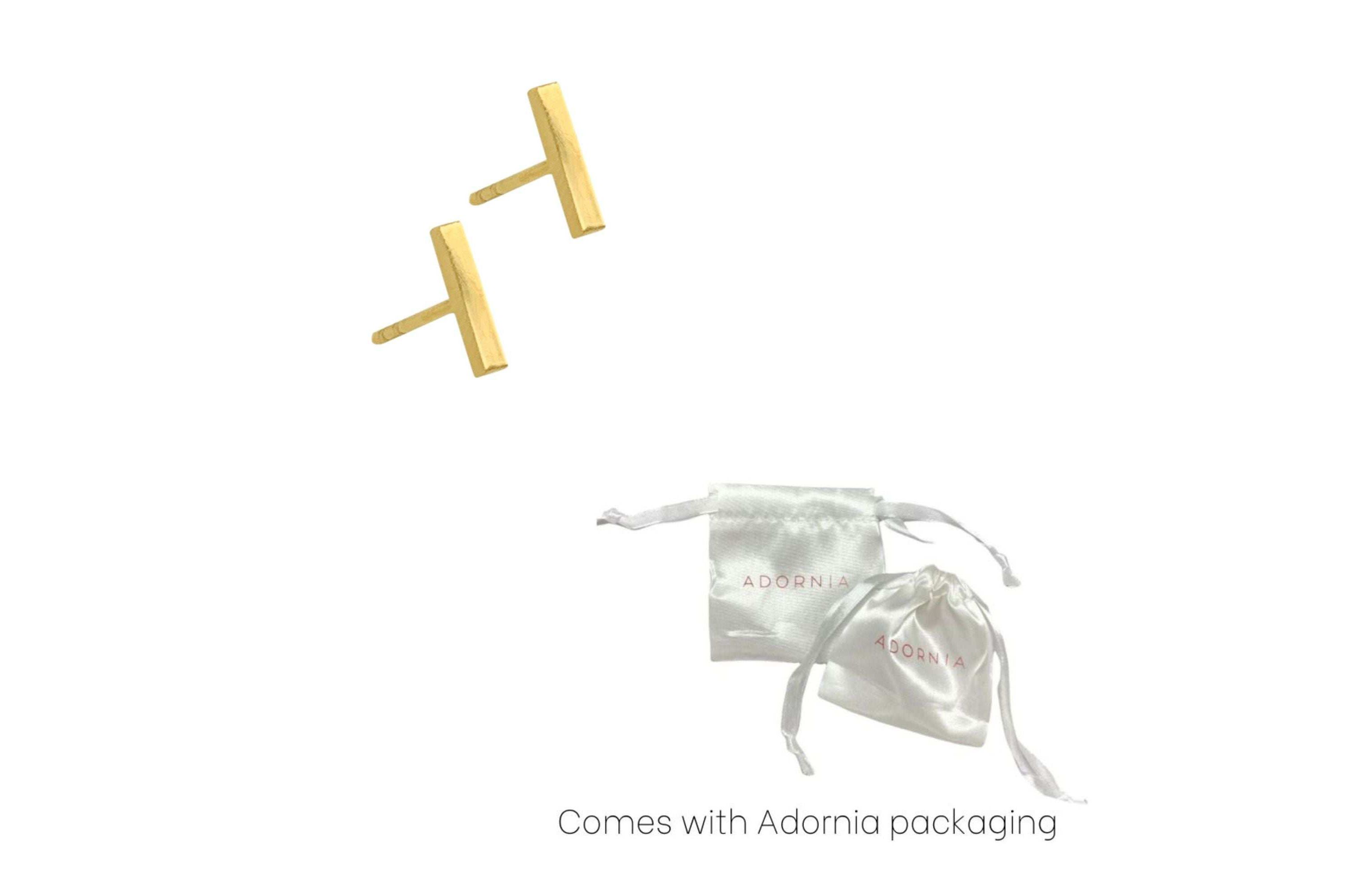 Tarnish Resistant 14k Gold Plated Bar Studs