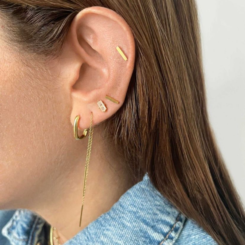 Tarnish Resistant 14k Gold Plated Threader Earrings