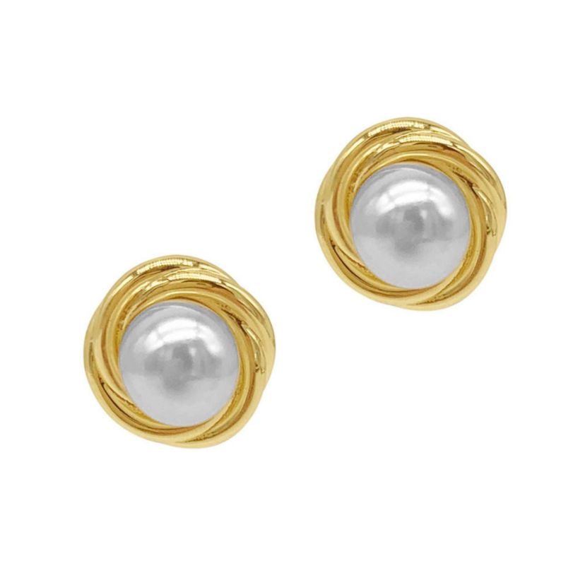Rhodium Plated Pear Cut Halo Crystal Stud Earrings