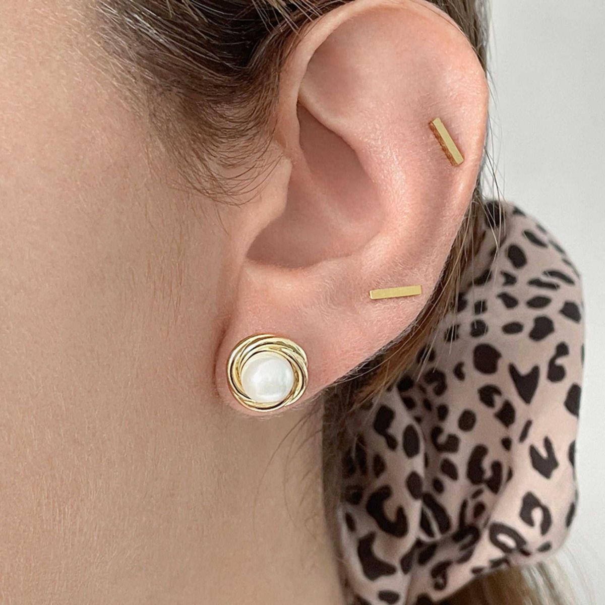 Rhodium Plated Pear Cut Halo Crystal Stud Earrings