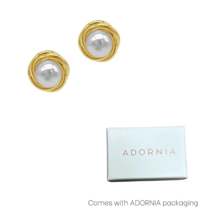 Rhodium Plated Pear Cut Halo Crystal Stud Earrings