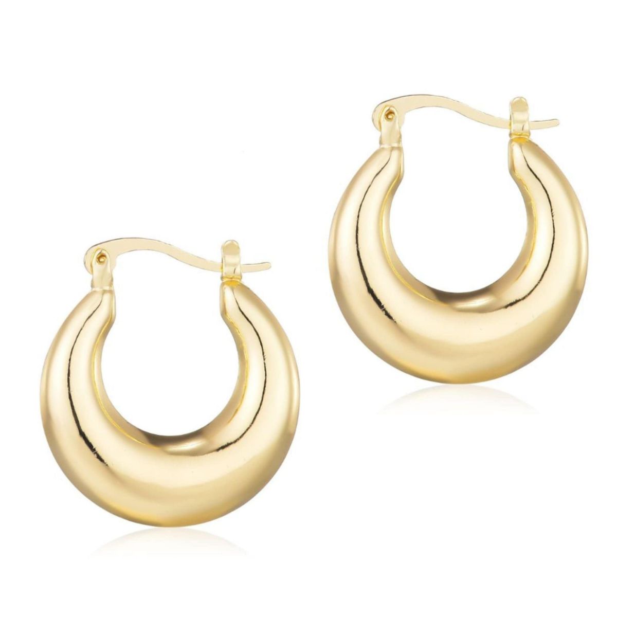 14k Gold Plated Domed Hoop Earrings