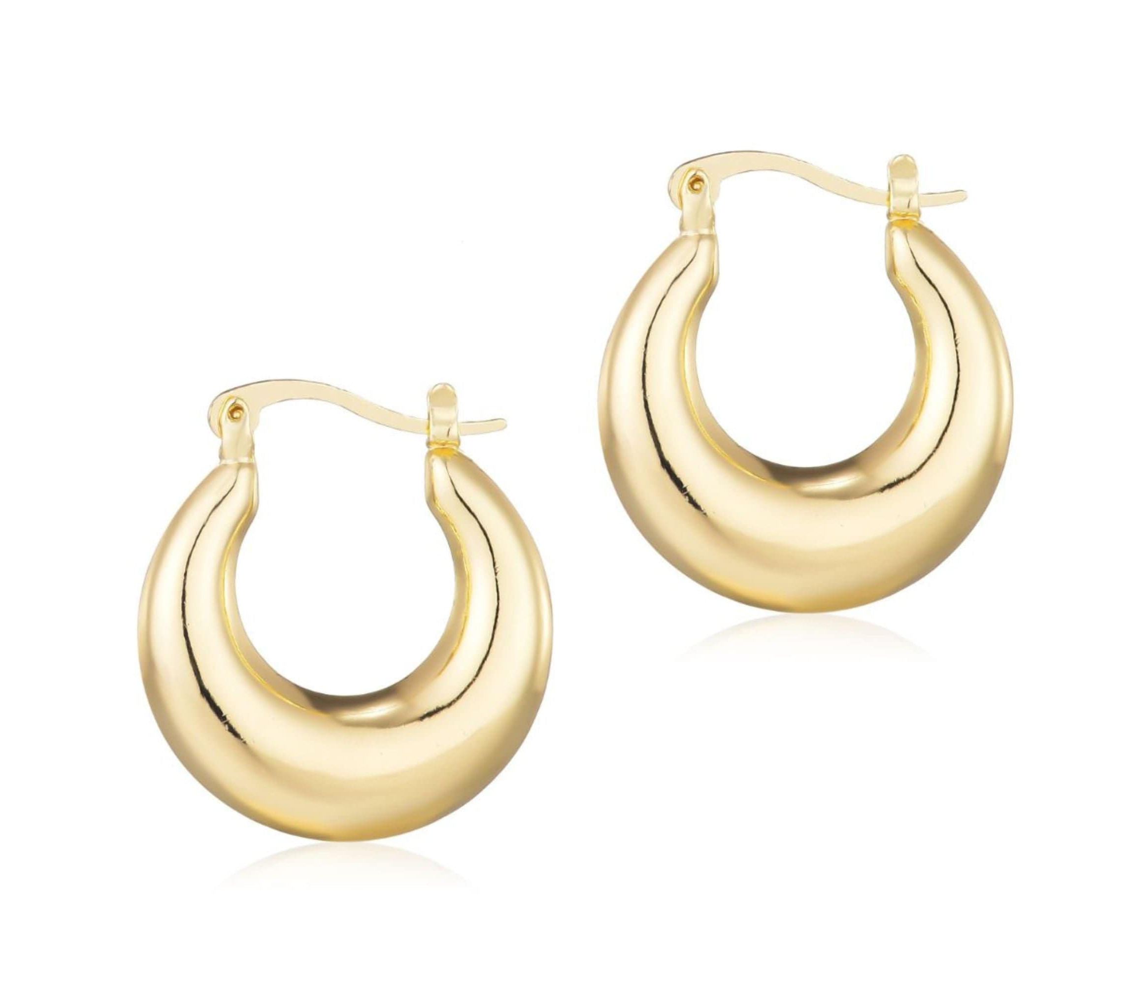 14k Gold Plated Domed Hoop Earrings