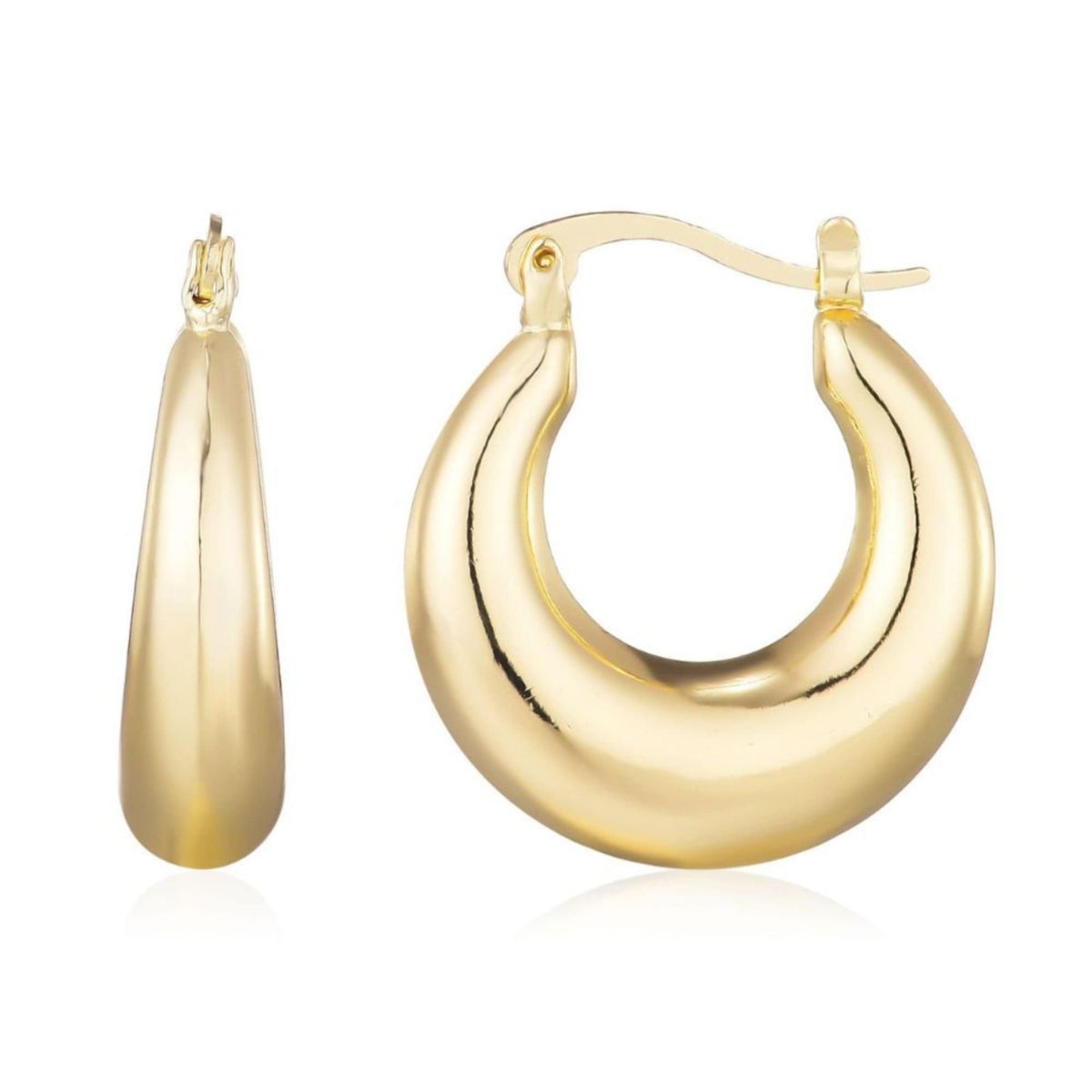 14k Gold Plated Domed Hoop Earrings