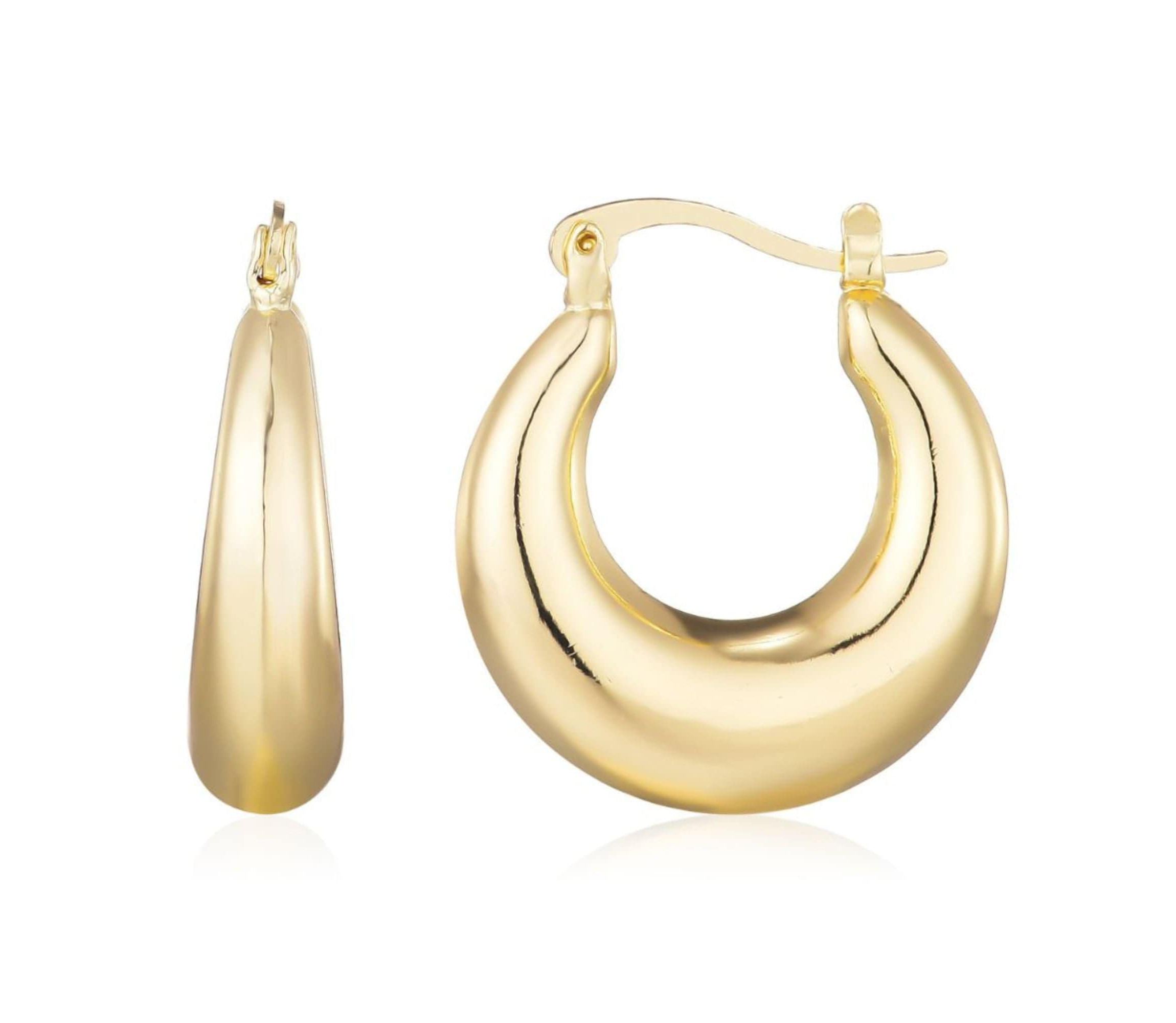14k Gold Plated Domed Hoop Earrings