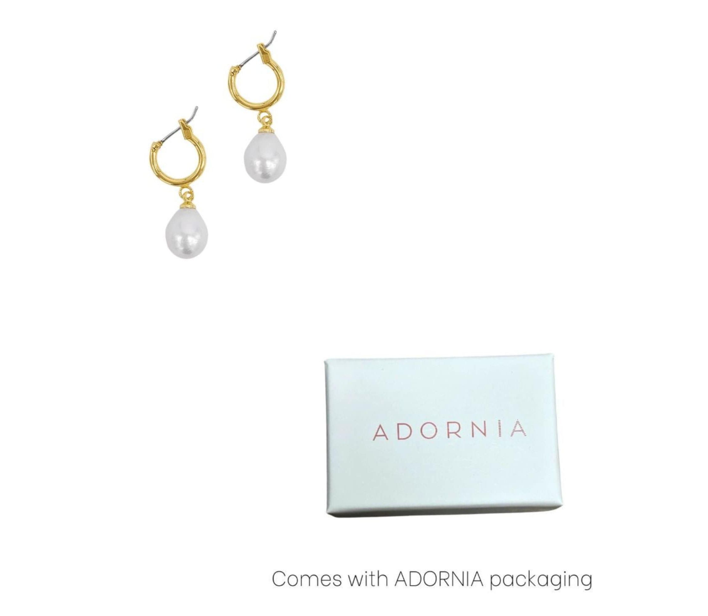 14k Gold Plated Freshwater Pearl Huggie Drop Earrings