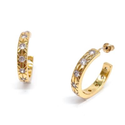 Adornia 14k Gold Plated Starburst Hoops