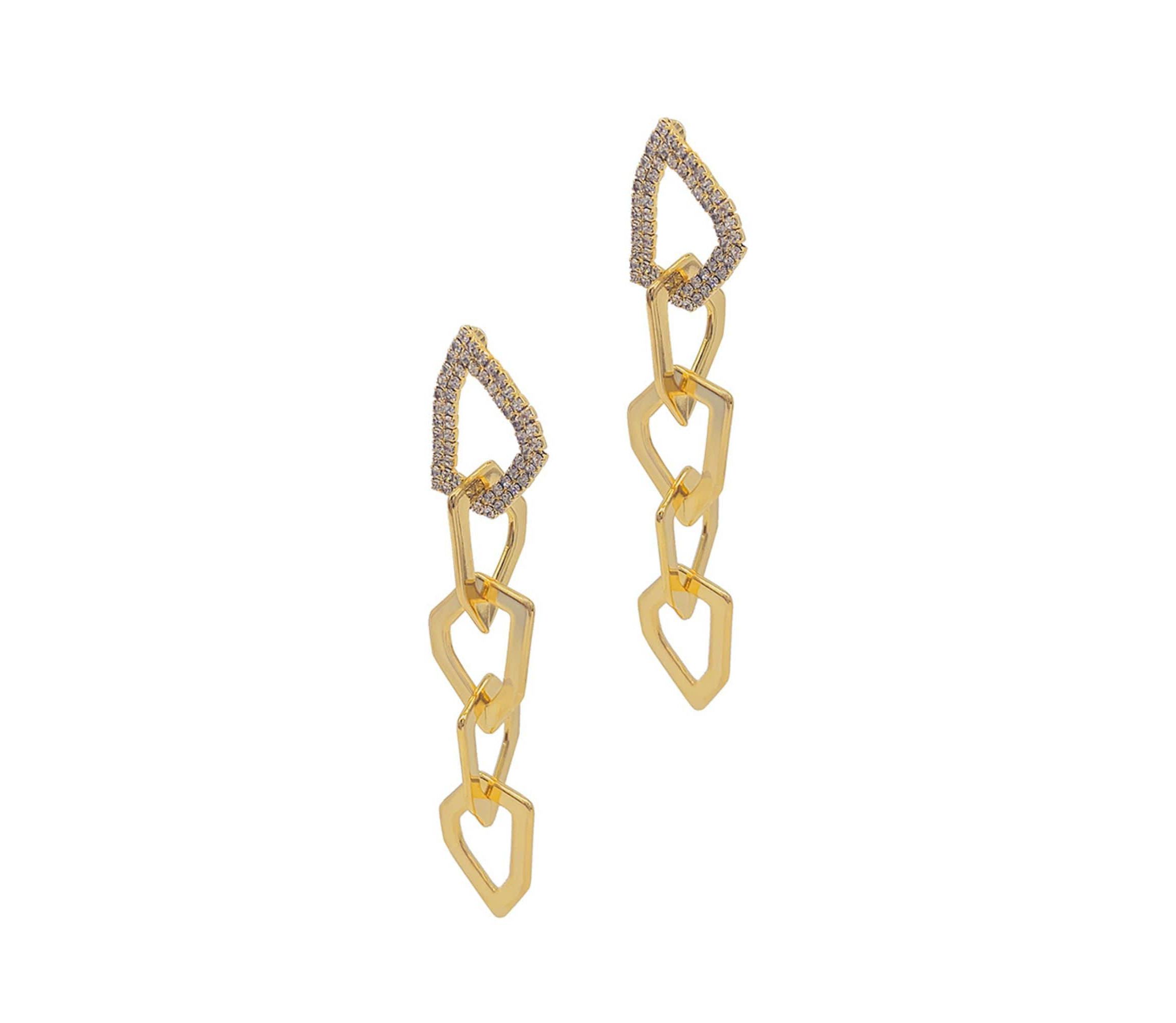 14k Gold Plated Organic Link Drop Earrings