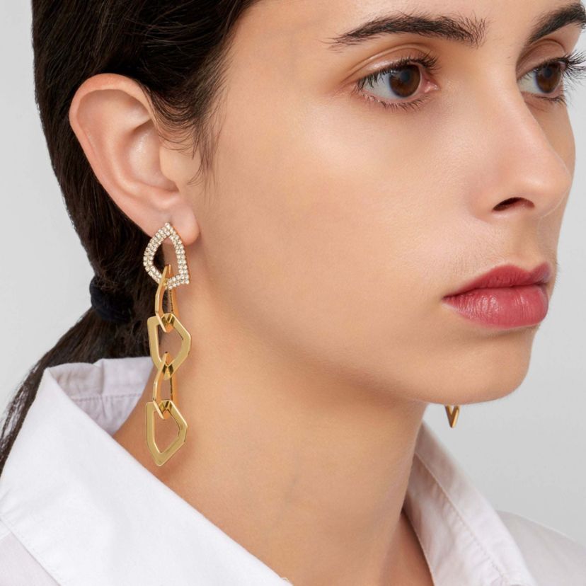 14k Gold Plated Organic Link Drop Earrings