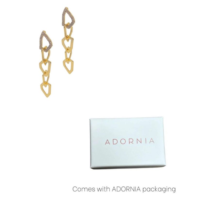 14k Gold Plated Organic Link Drop Earrings