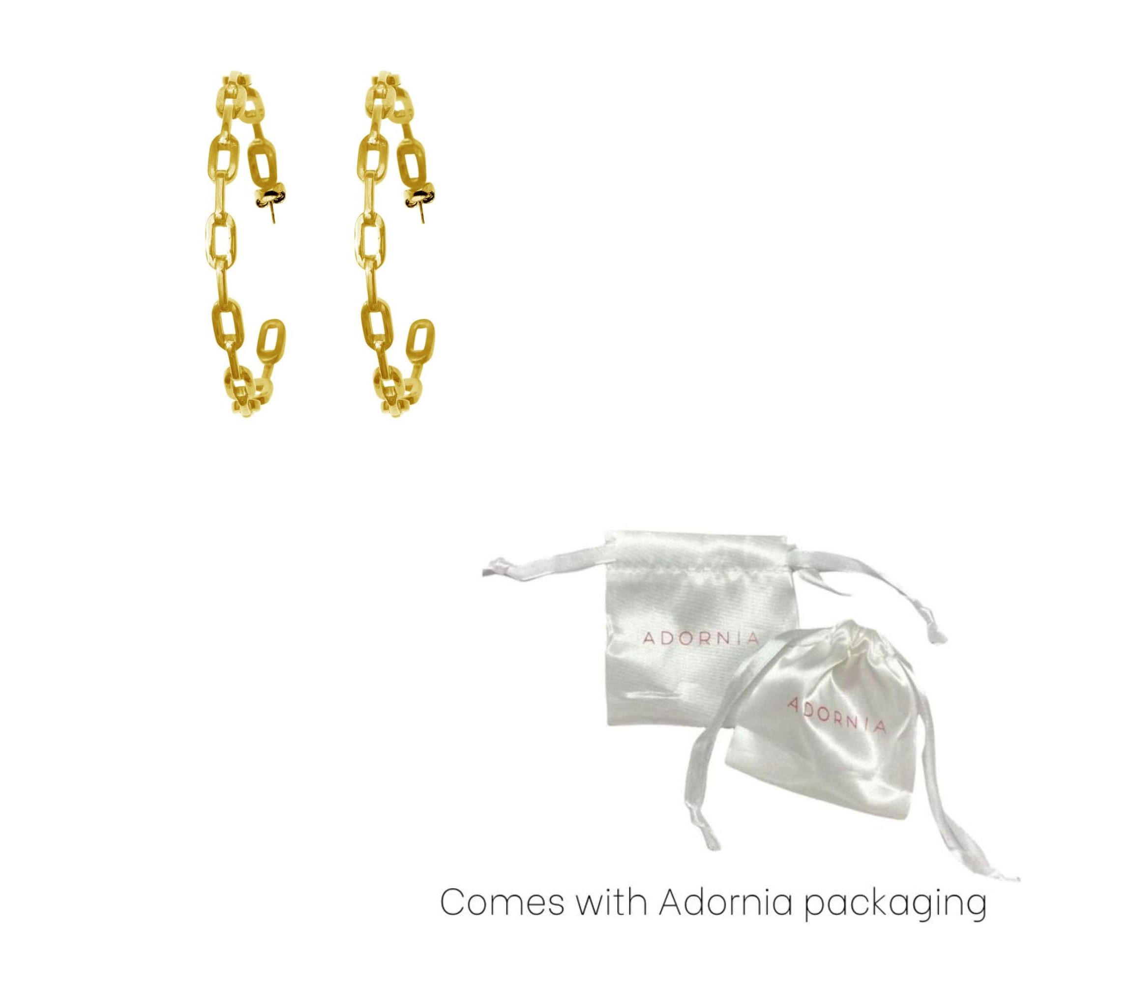 14k Gold Plated Link Hoop Earrings