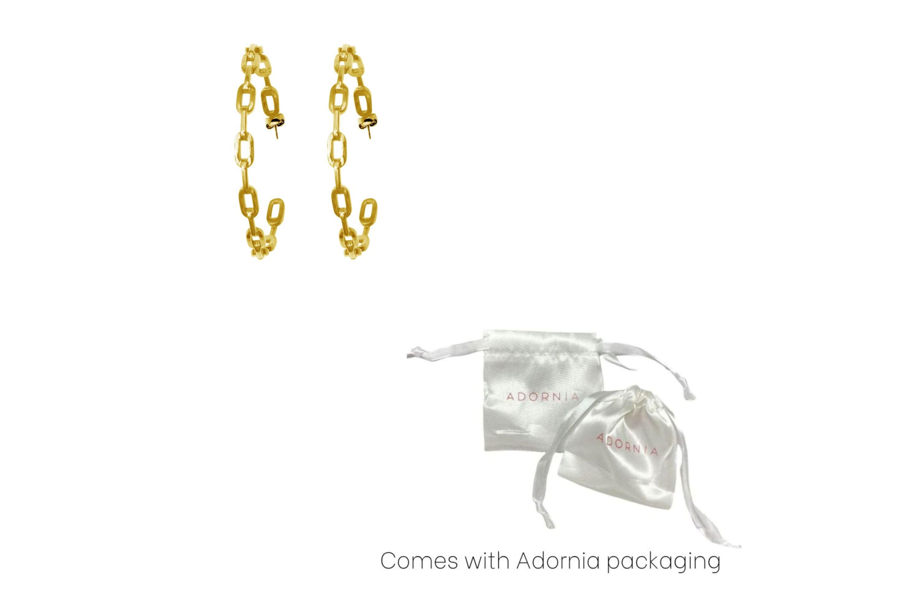 14k Gold Plated Link Hoop Earrings