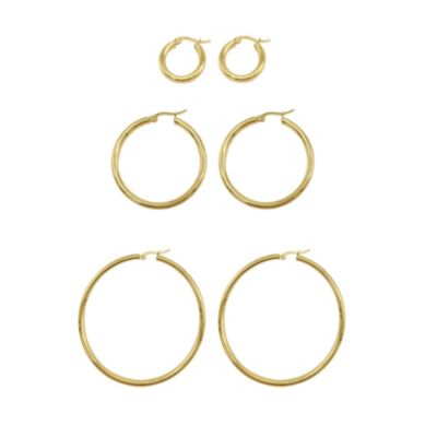 Adornia Tarnish Resistant 14k Gold Plated Hoop Earring Set