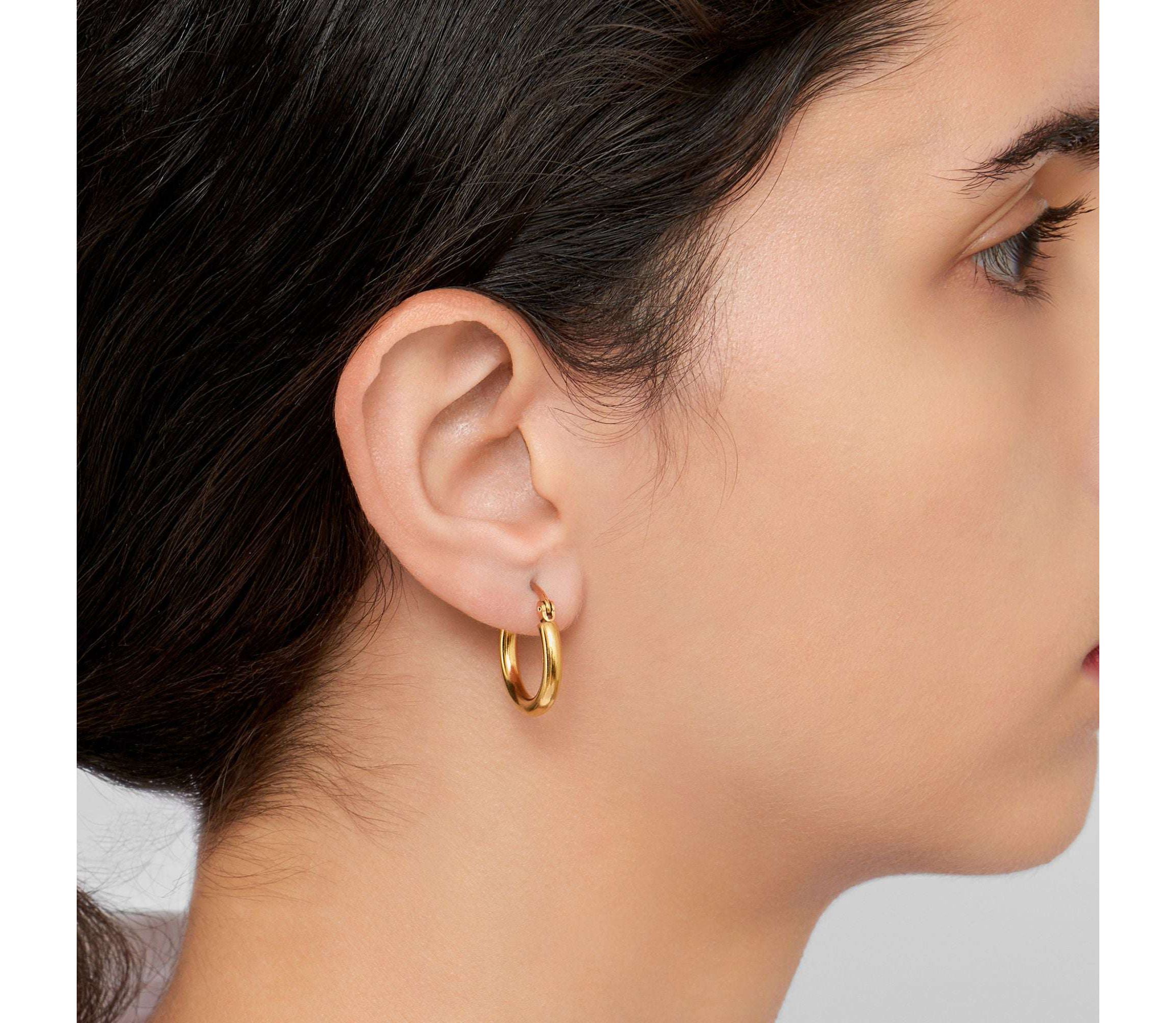 Tarnish Resistant 14k Gold Plated Hoop Earring Set