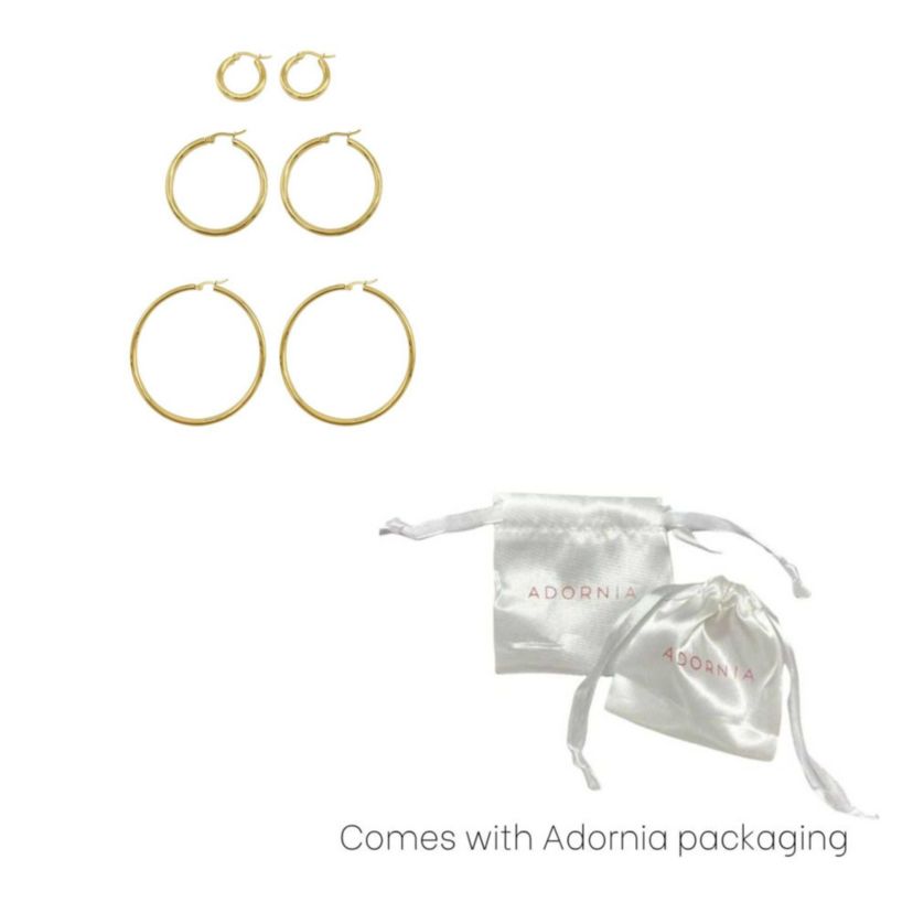 Tarnish Resistant 14k Gold Plated Hoop Earring Set