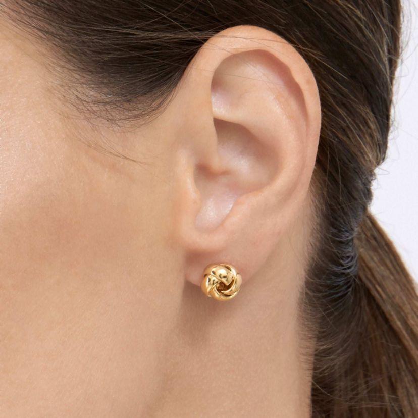 14k Gold Plated and Rhodium Plated Knot Stud Set