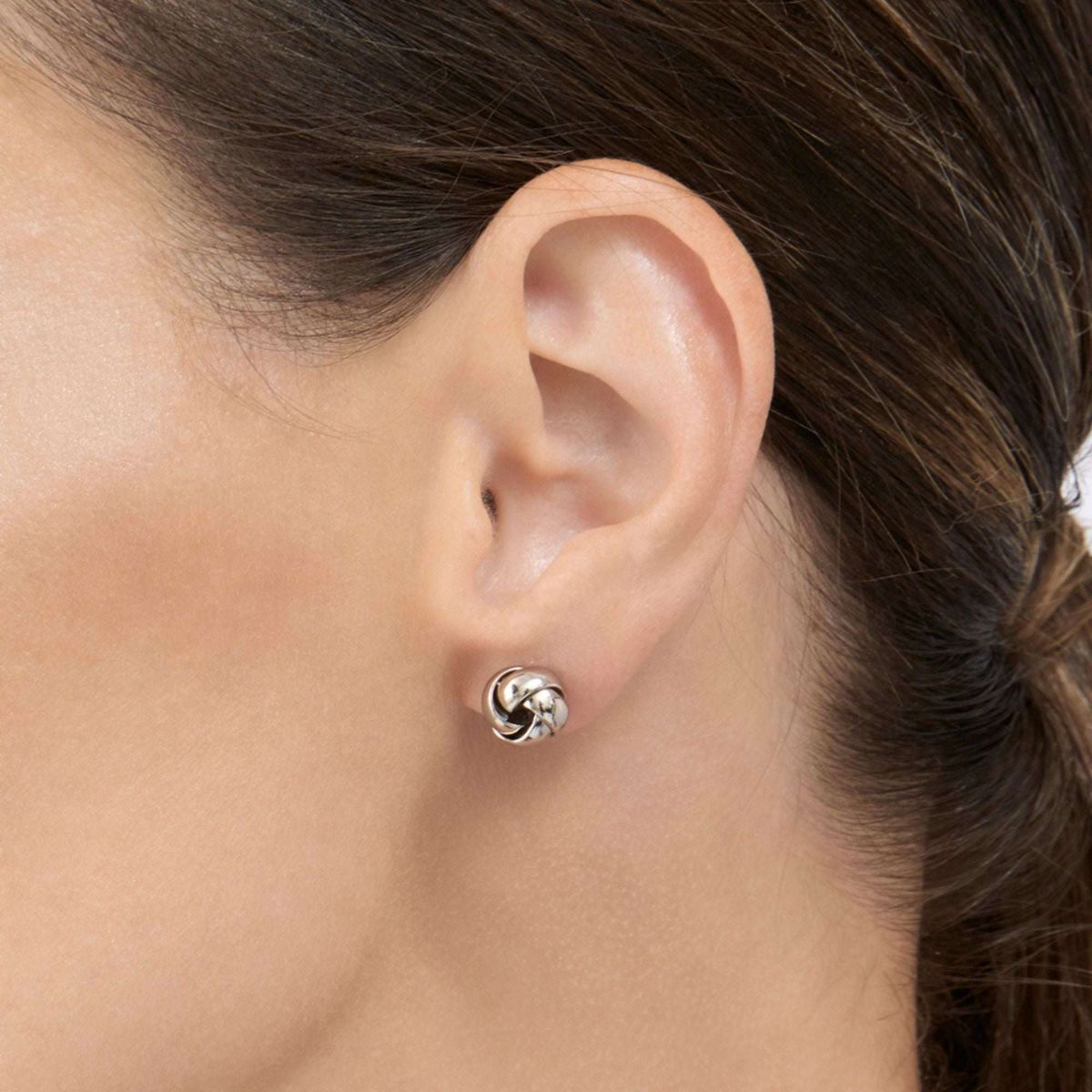14k Gold Plated and Rhodium Plated Knot Stud Set