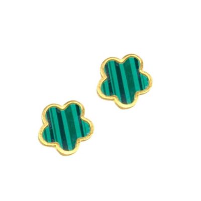 Adornia 14k Gold Plated Green Clover Stud Earrings