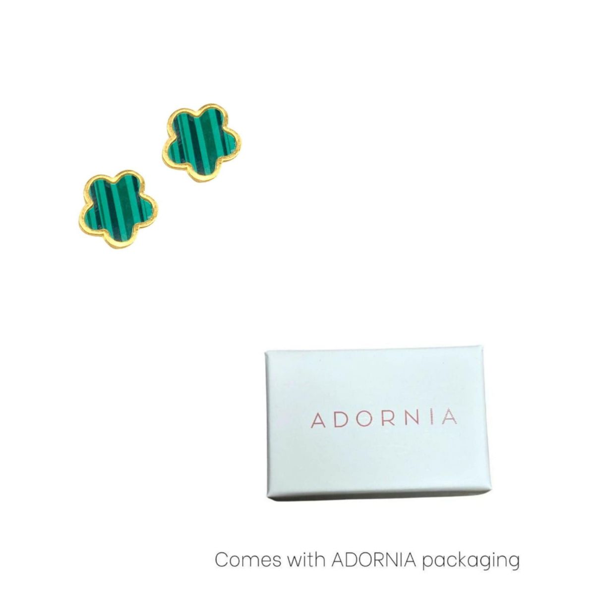 14k Gold Plated Green Clover Stud Earrings